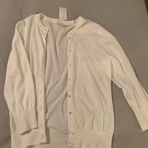 J. Crew Cardigans (white and orange/red)